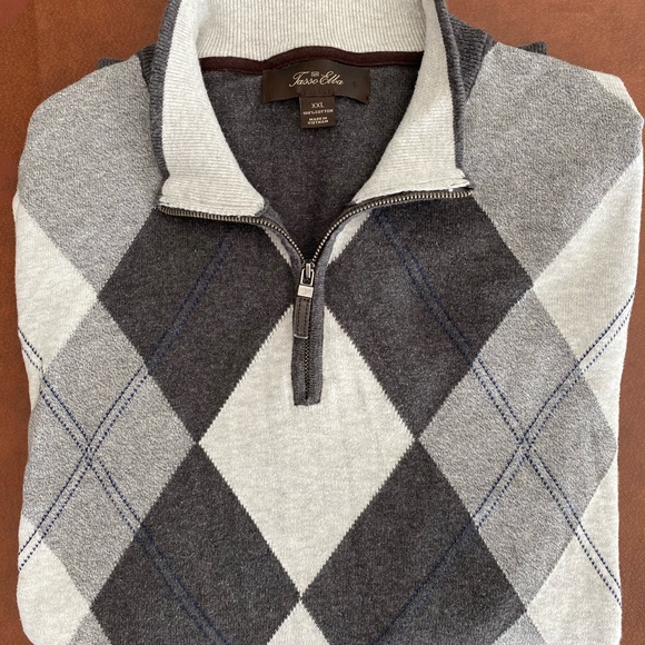Tasso Elba Men’s XL Argyle 1/4 Zip Sweater - Picture 2 of 4
